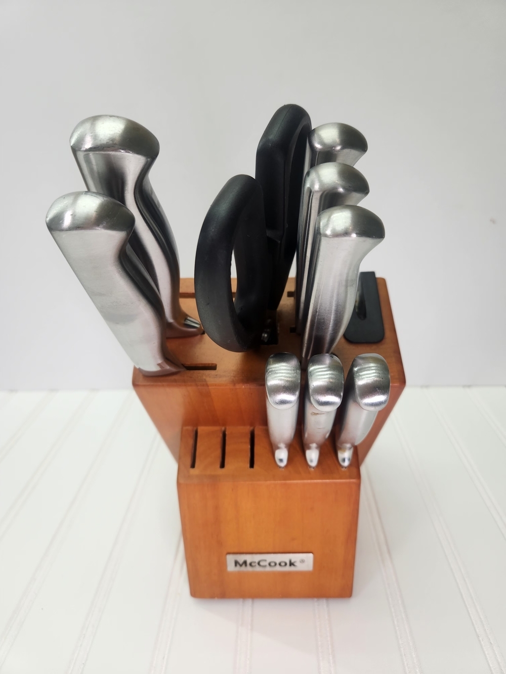 McCook German Stainless Steel 10-Piece Knife Block Set With Built- In Sharper